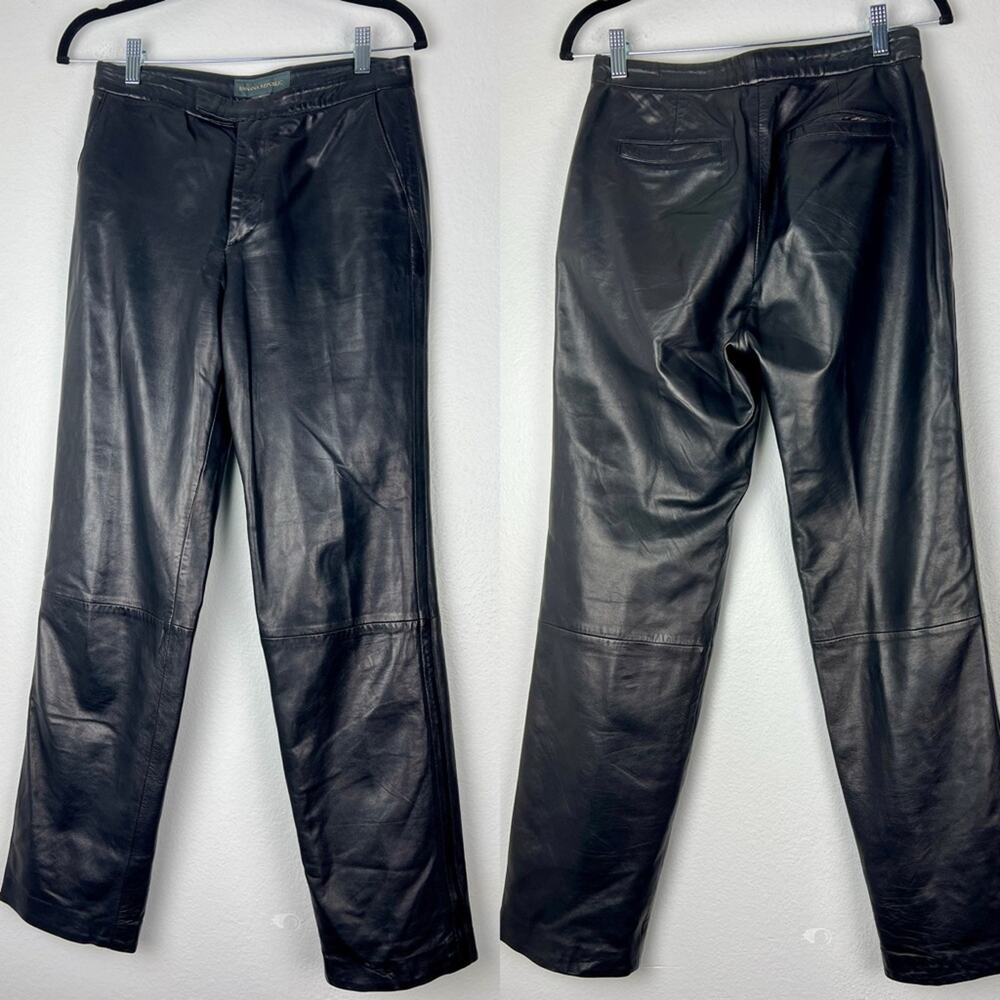 Banana Republic | Vintage Moto Genuine Leather Straight Leg Pants‎ Going Out 4